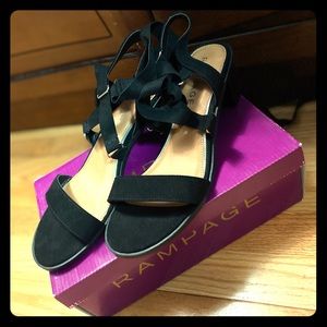Rampage black tie ankle sandal heel